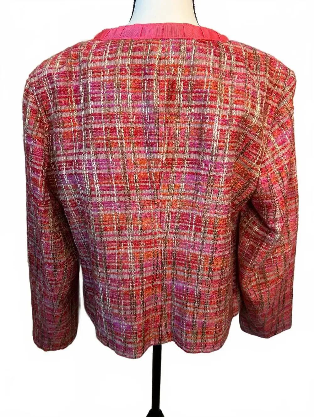 Chico's Women's Size 2 Pink Multi Tweed Lined Jacket Blazer